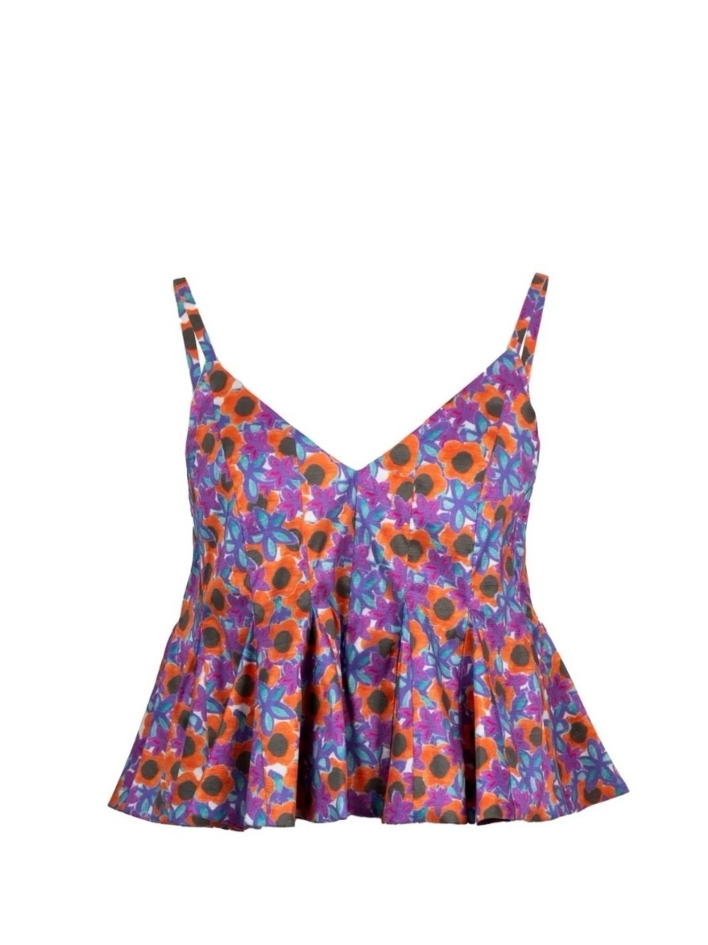 Celiab Trilja Floral Peplum Cami Top in Purple & Orange